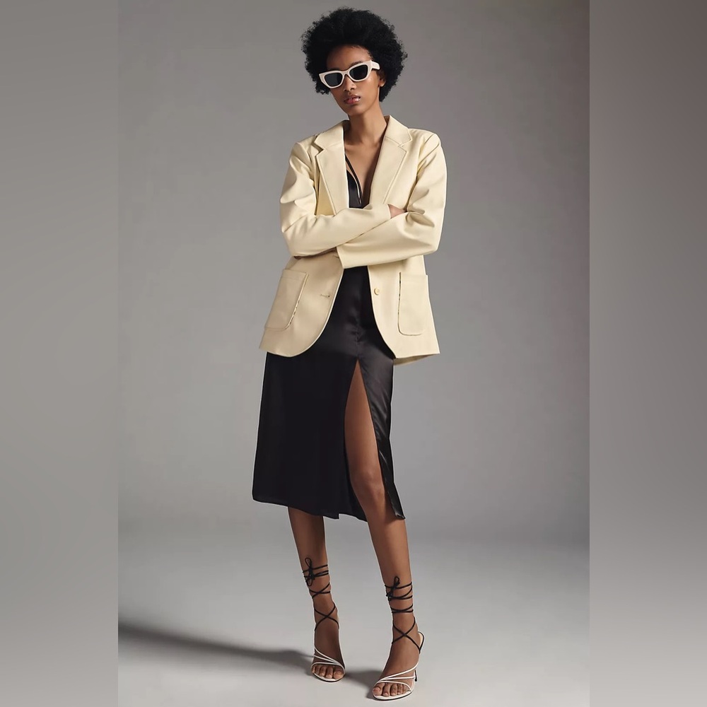 By Anthropologie Faux Leather Blazer Size Small